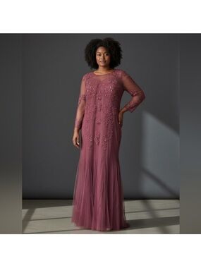 JJs House Trending Mulberry Embellished Long-Sleeve Mother of the Bride Maxi